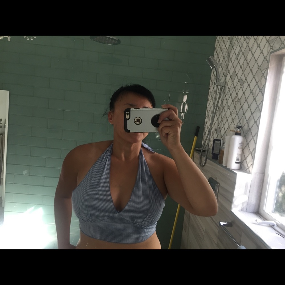 Super cute blue checked halter top